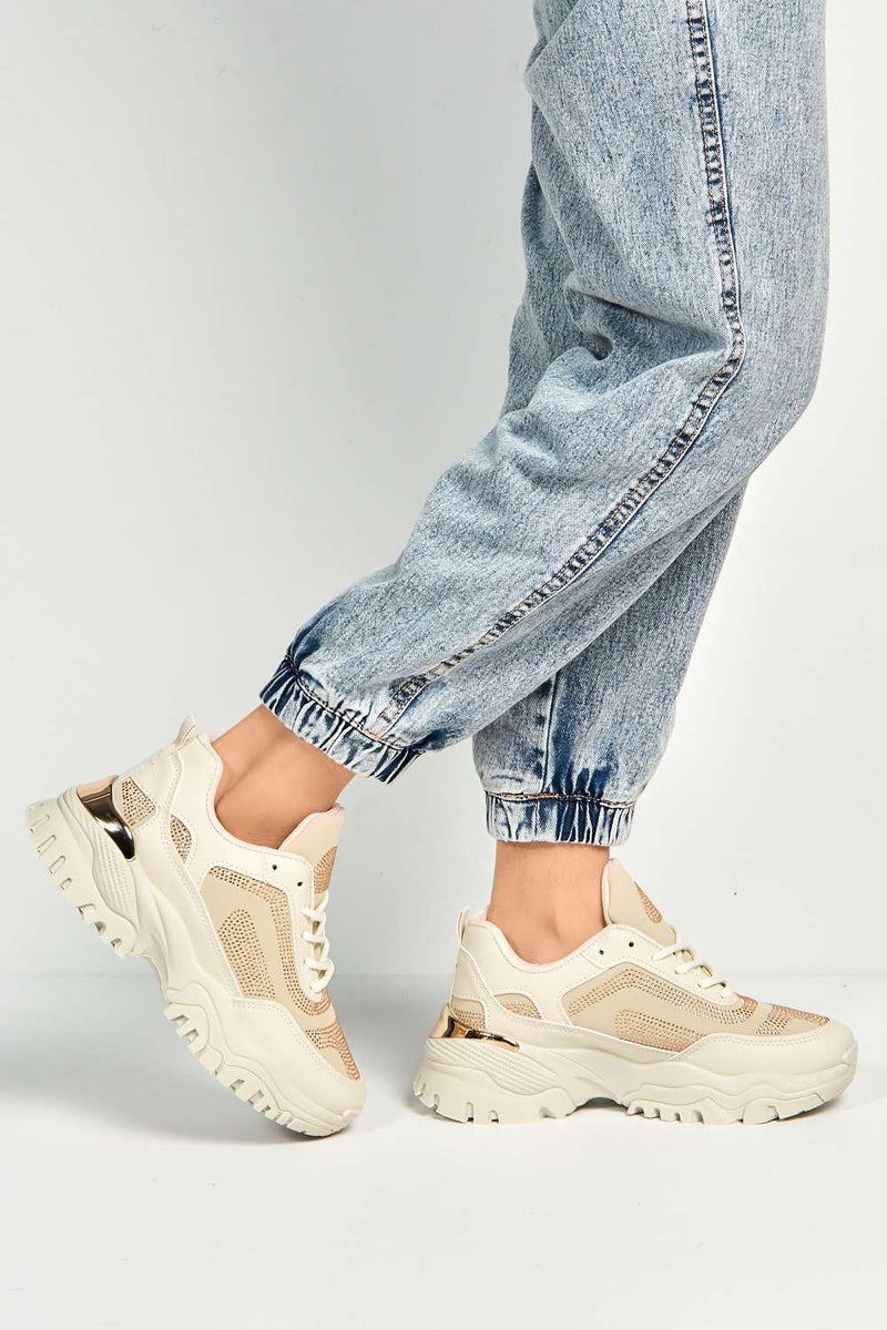 Beige sales chunky trainers