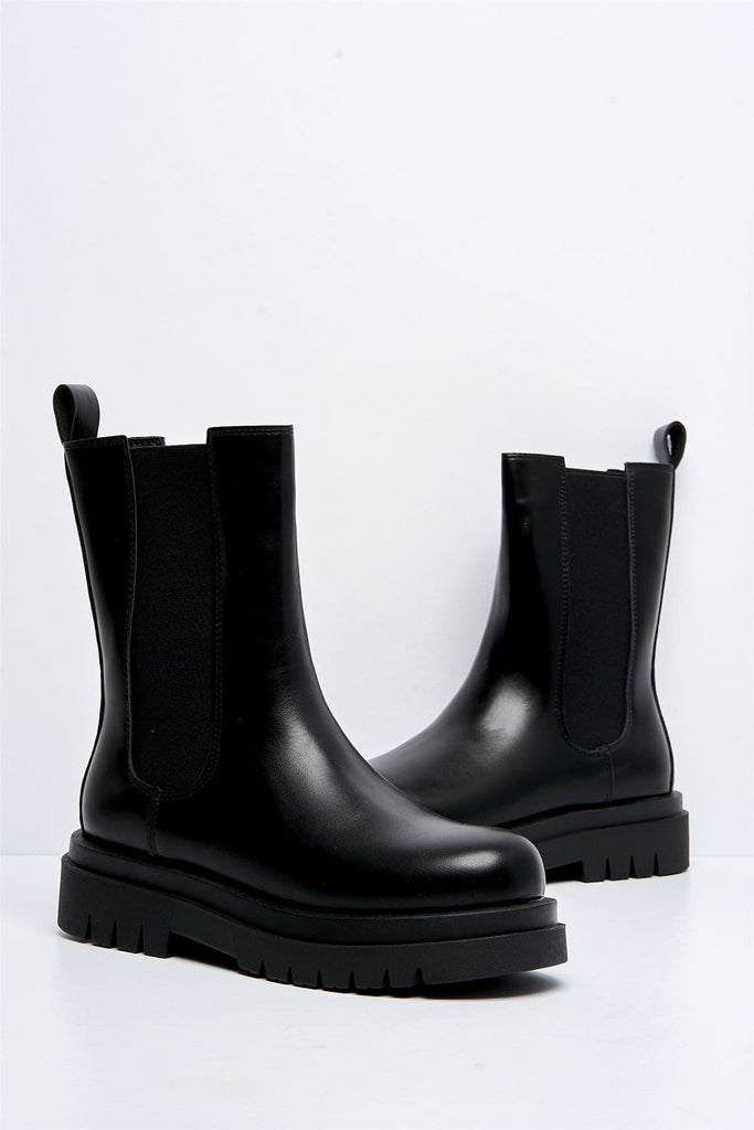 Nicola Stretch Panel Ankle Boot in Black Boots Miss Diva 