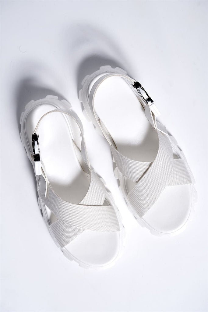 Zem Chunky Strap Sandal in White Sandals Miss Diva 