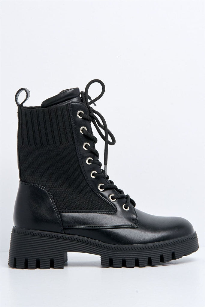 Frankii Lace-up Ankle Boot in Black Boots Miss Diva 