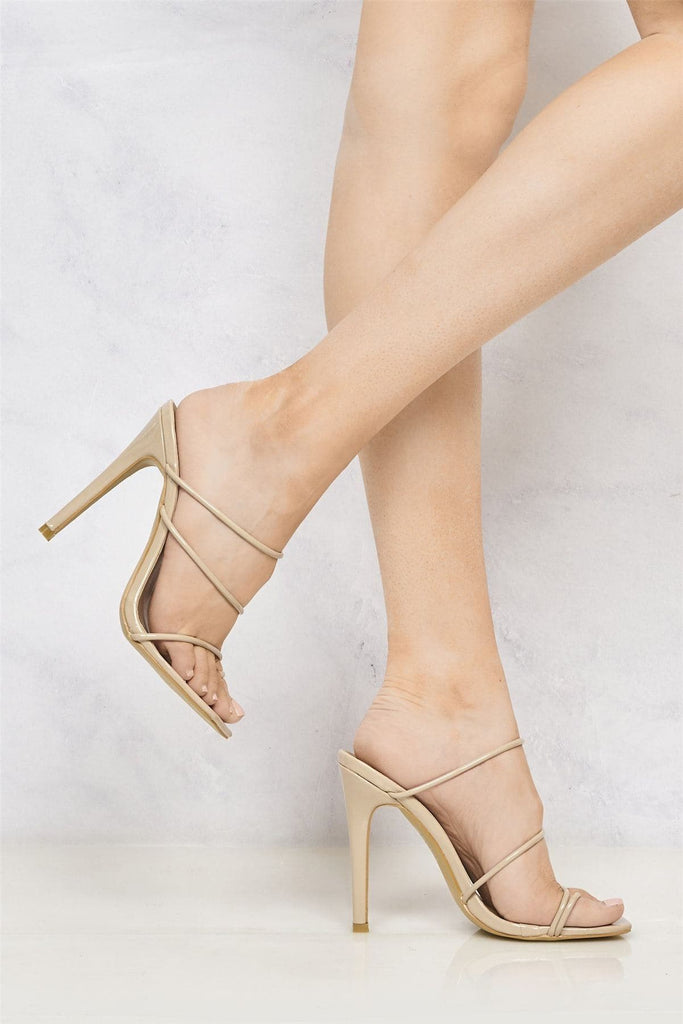 Miracles Toe Ring Strappy Mule in Nude Heels Miss Diva 