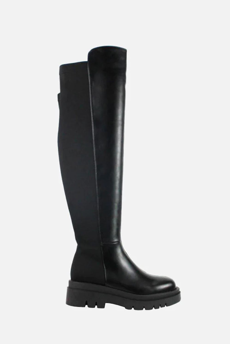 Vujkliy Women's 14.5cm/5.7in Super High Heel Knee Boots - Square Toe, Thick Sole, PU Upper - View #6