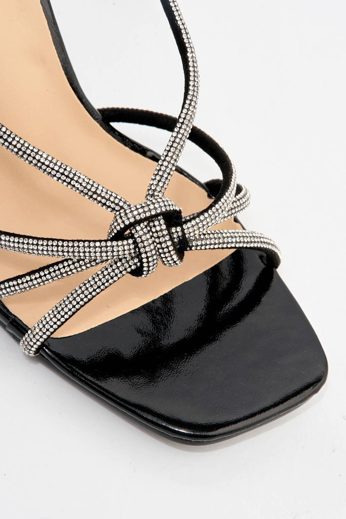 Elliana Diamante Embellished Heeled Sandals in Black Heels Miss Diva 