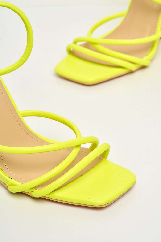 Chania Thick Strappy Block Heel Sandal in Lime Heels Miss Diva 