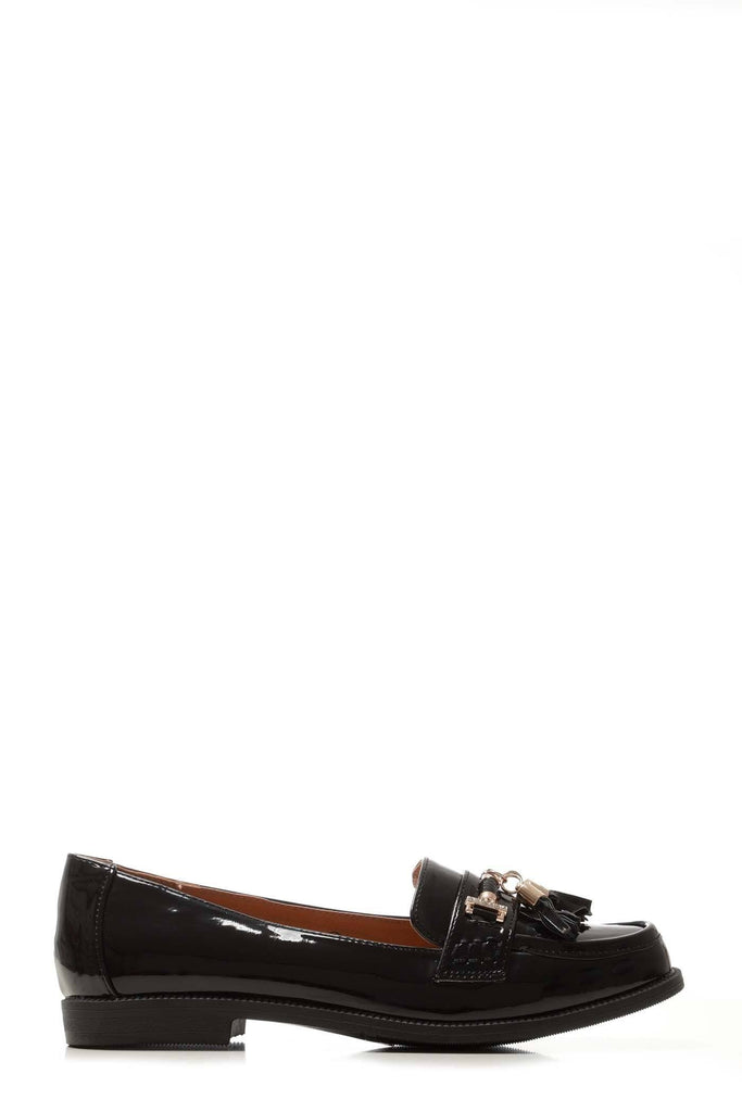 Lucy Horsebit Toggle Loafer in Black Patent Flats Miss Diva 