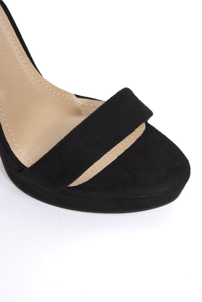 Ella Barely There Platform Sandal in Black Suede Heels Miss Diva 