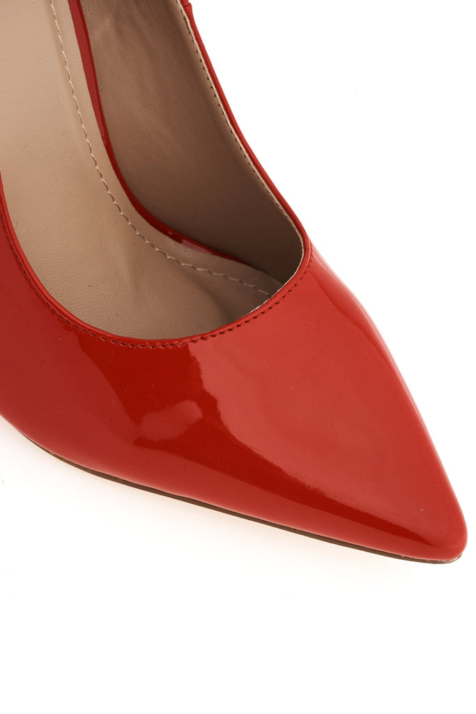 Mila High Stiletto Heel Court Shoe In Red Patent Heels Miss Diva 