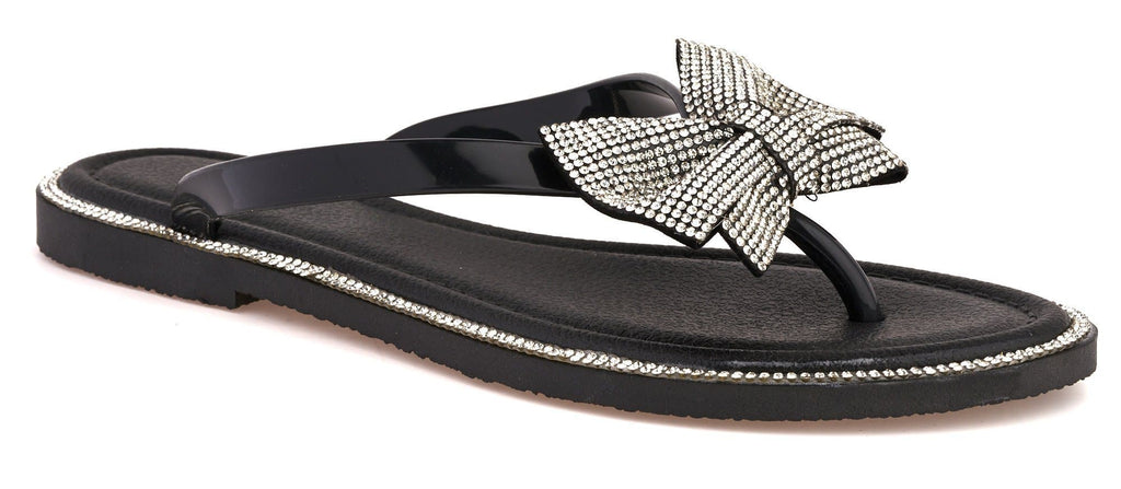 Seychelles Diamante Detail Bow Flip Flop in Black Sandals Miss Diva Black 4 