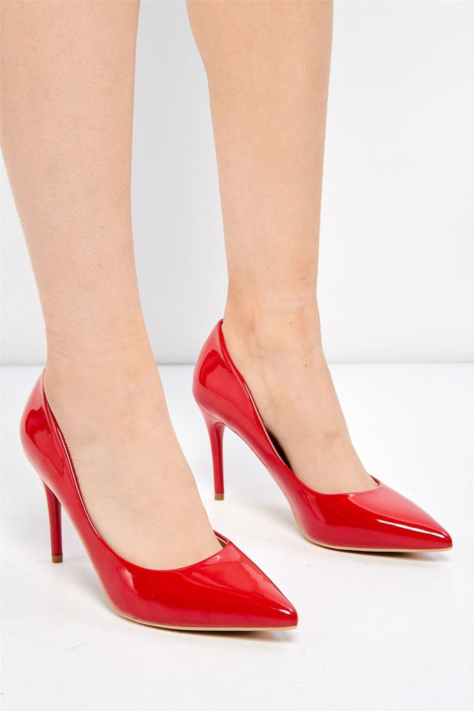 Ingrid Pointed Toe Court Heels in Red Patent Heels Miss Diva 