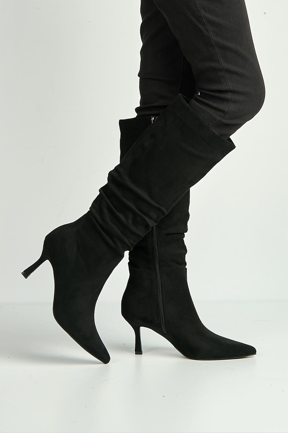 Suede Kitten Heel Pointed Knee High Boots | BLACK | Boots | M&S JE Suede Kitten Heel Pointed Knee High Boots | BLACK | Boots | M&S JE