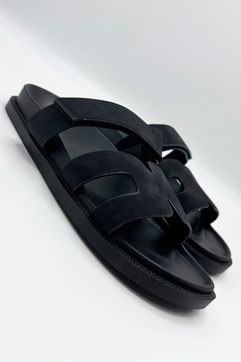 Thalia H Shaped Velcro Strap Flat Slider in Black – Miss Diva