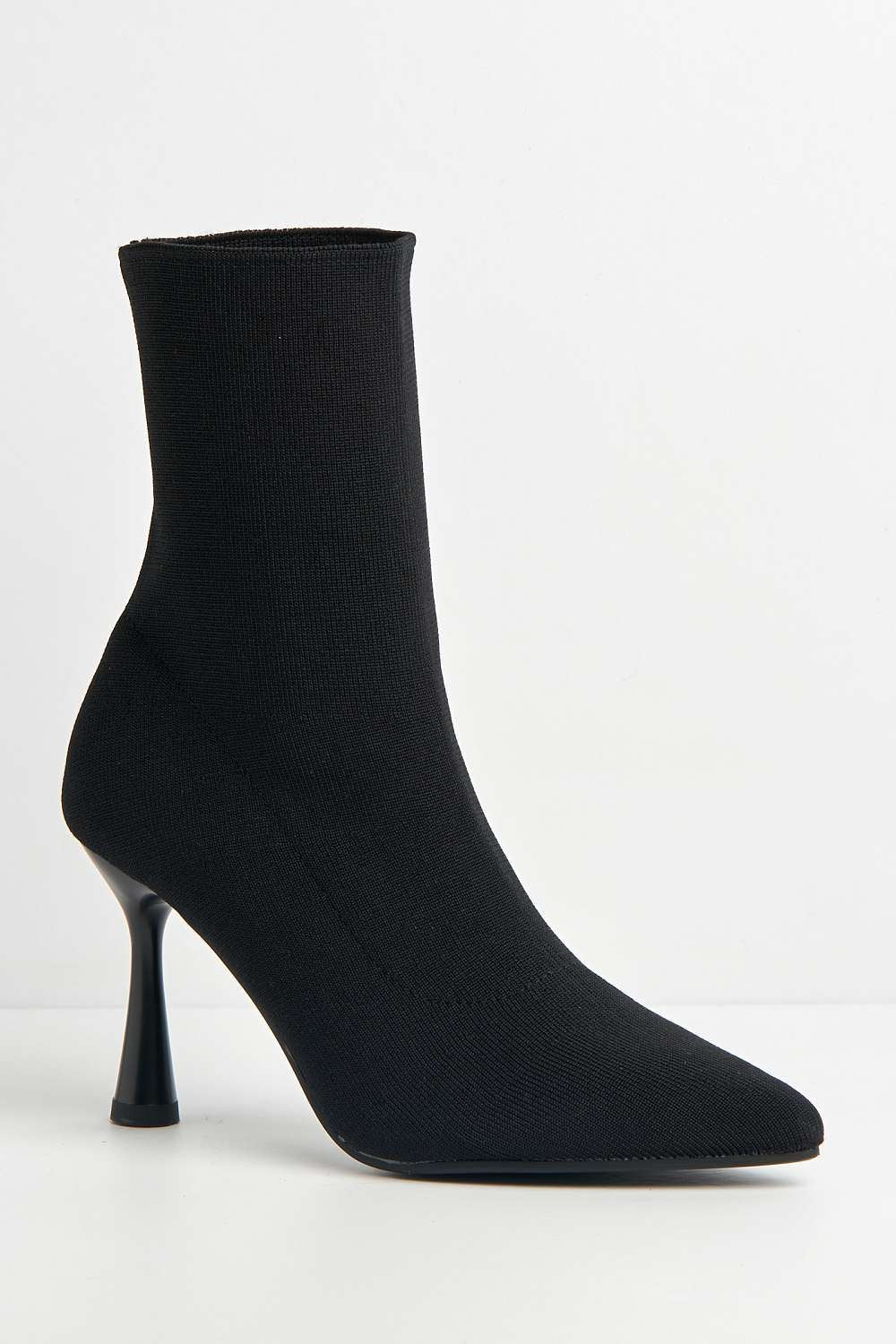 Runa Pointed Toe Heeled Sock Boots in Black – Miss Diva