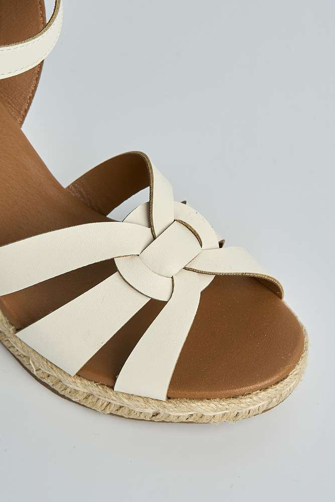 Faye Anklestrap Open Toe Wedge Sandals in White