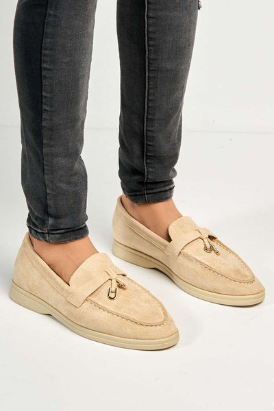 Mocassins Silva Fiorentina En Daim Beige Avec Glands - Taille 36/6 - Neufs Sans Boîte