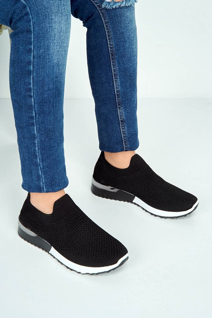 Serpa Knitted Slip On Trainer in Black Trainers Miss Diva 