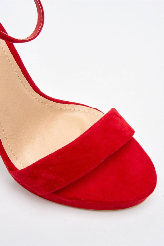 Ella Barely There Platform Sandal in Red Suede Heels Miss Diva 