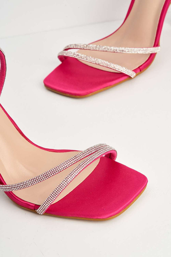 Freena Diamante Embellished Strappy Heeled Sandals in Fuchsia Heels Miss Diva 