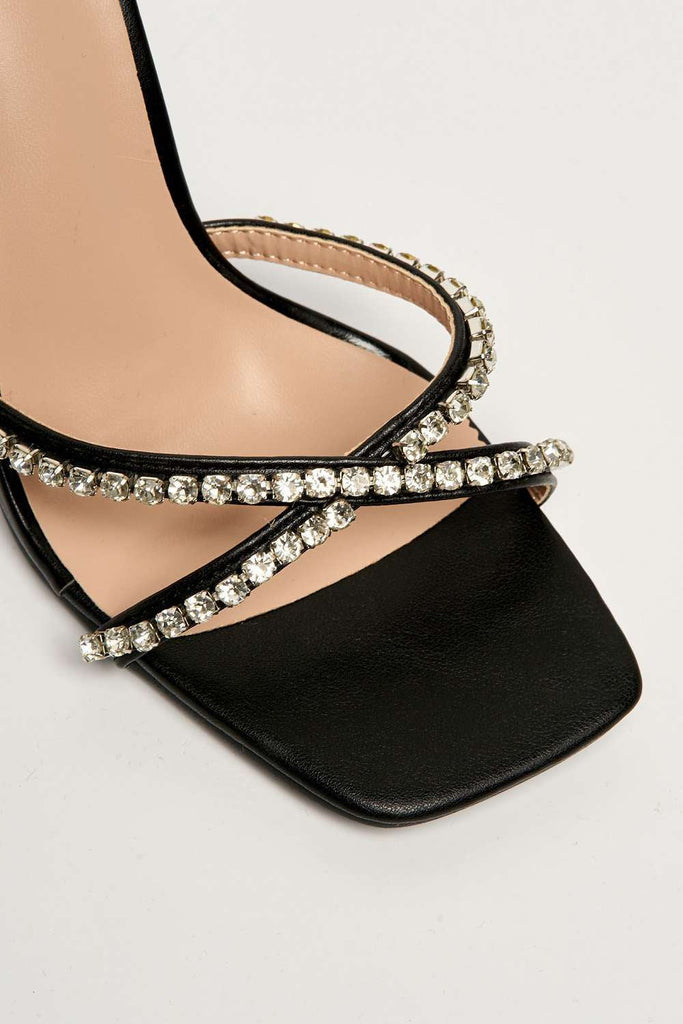 Monsoon Diamante Heel & Anklestrap Sandal in Black Heels Miss Diva 