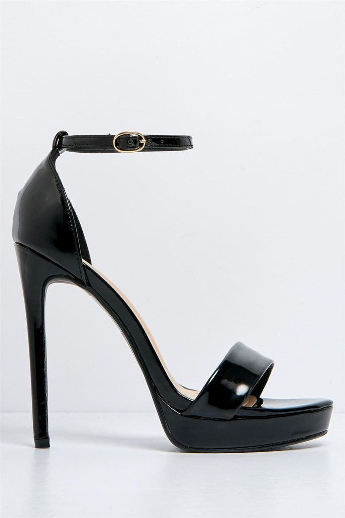 Ella Barely There Platform Sandal in Black Patent Heels Miss Diva 