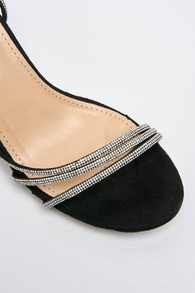 Roma Diamante Detailed Strap Block Heels in Black Heels Miss Diva 