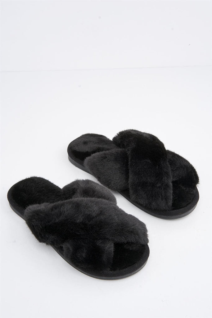 Zhuzh Fluffy Knot Slider in Black Flats Miss Diva 