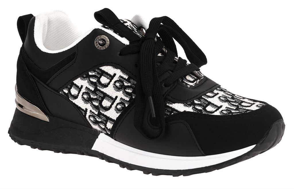 Mi Amor D-Logo Lace Up Trainer in Black Trainers Miss Diva 