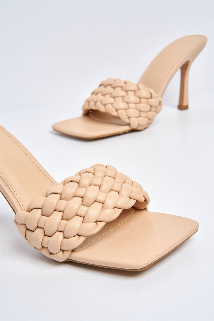 Chantelle Plaited Band Heeled Mule in Nude Heels Miss Diva 