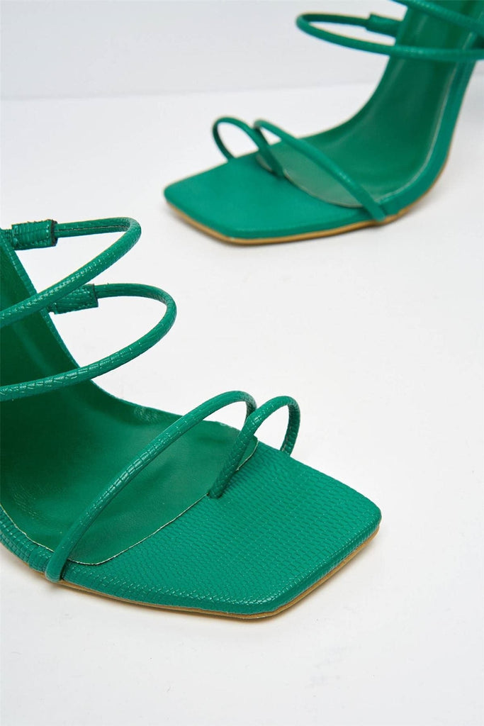 Vigo Strappy Mule in Green Lizard Heels Miss Diva 