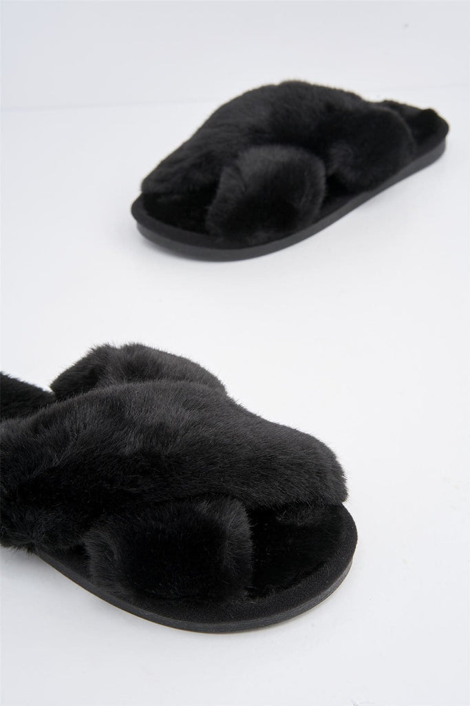 Zhuzh Fluffy Knot Slider in Black Flats Miss Diva 