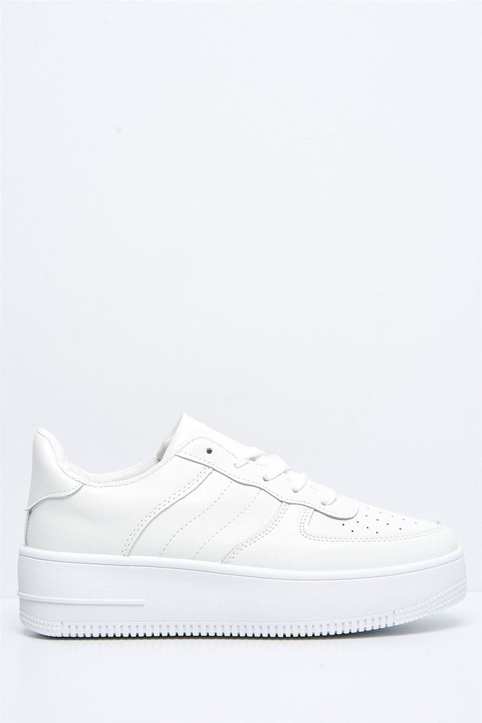 Jazzy Lace-up Trainer in White Trainers Miss Diva 