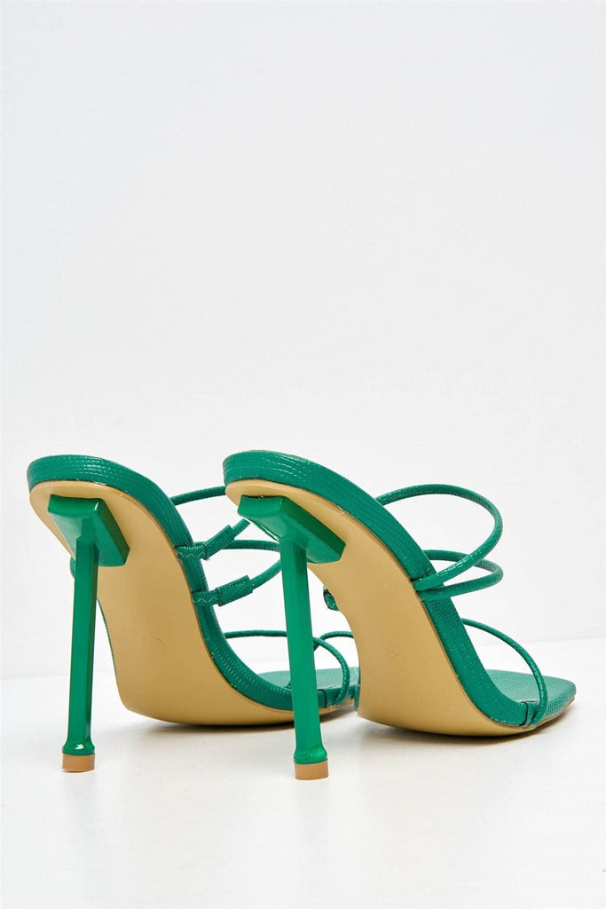 Vigo Strappy Mule in Green Lizard Heels Miss Diva 