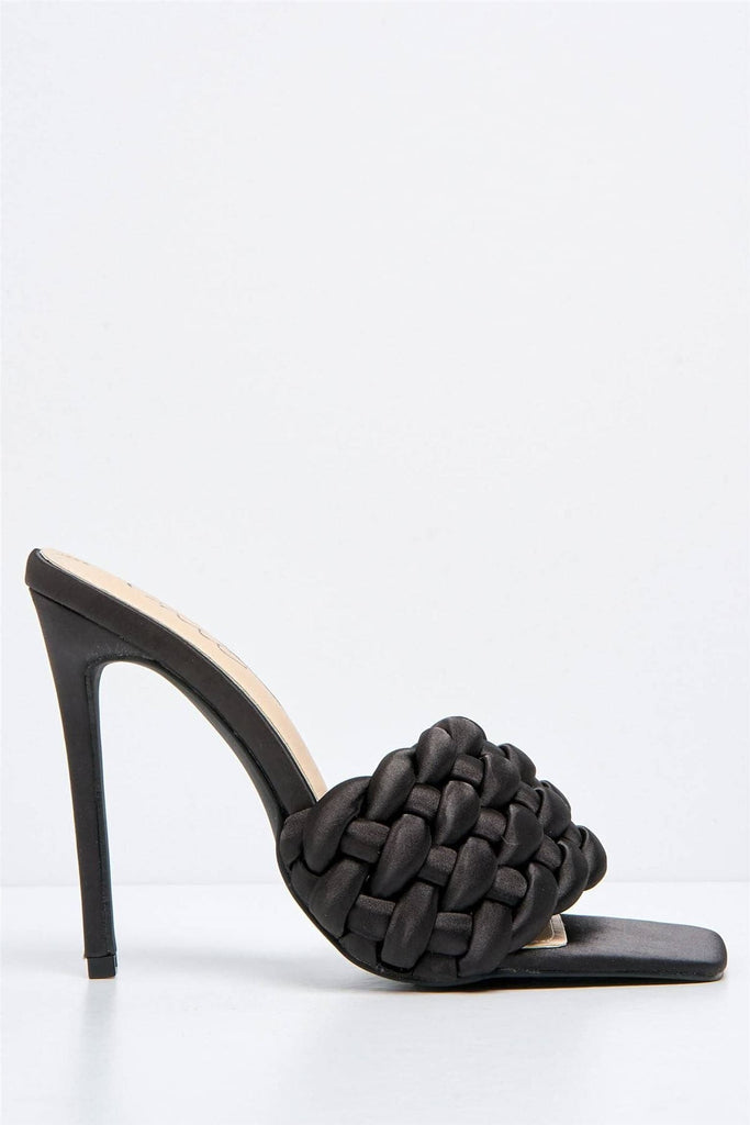 Lucca Plaited Band Square-toe Mule in Black Heels Miss Diva 