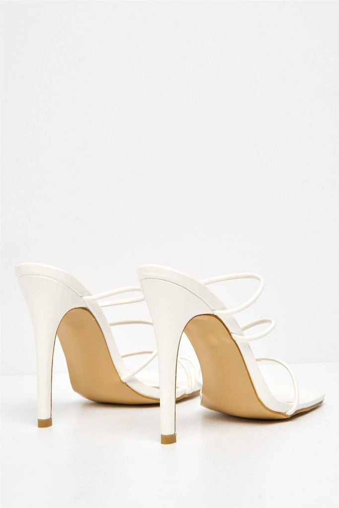 Miracles Toe Ring Strappy Mule in White Heels Miss Diva 