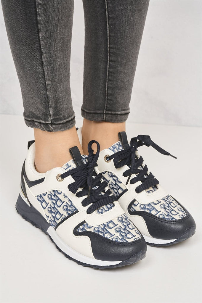 Mi Amor D-Logo Lace Up Trainer in Navy Trainers Miss Diva 