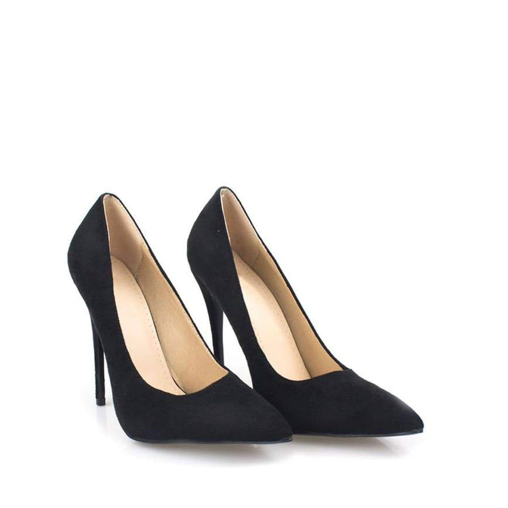 Mila High Stiletto Heel Court Shoe In Black Suede Heels Miss Diva 