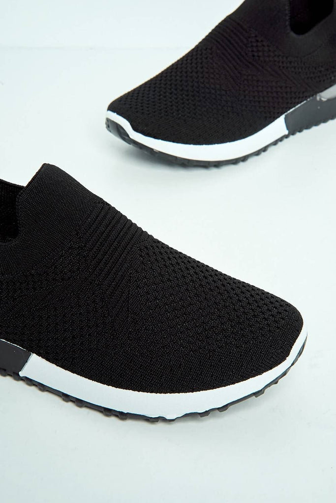 Serpa Knitted Slip On Trainer in Black Trainers Miss Diva 