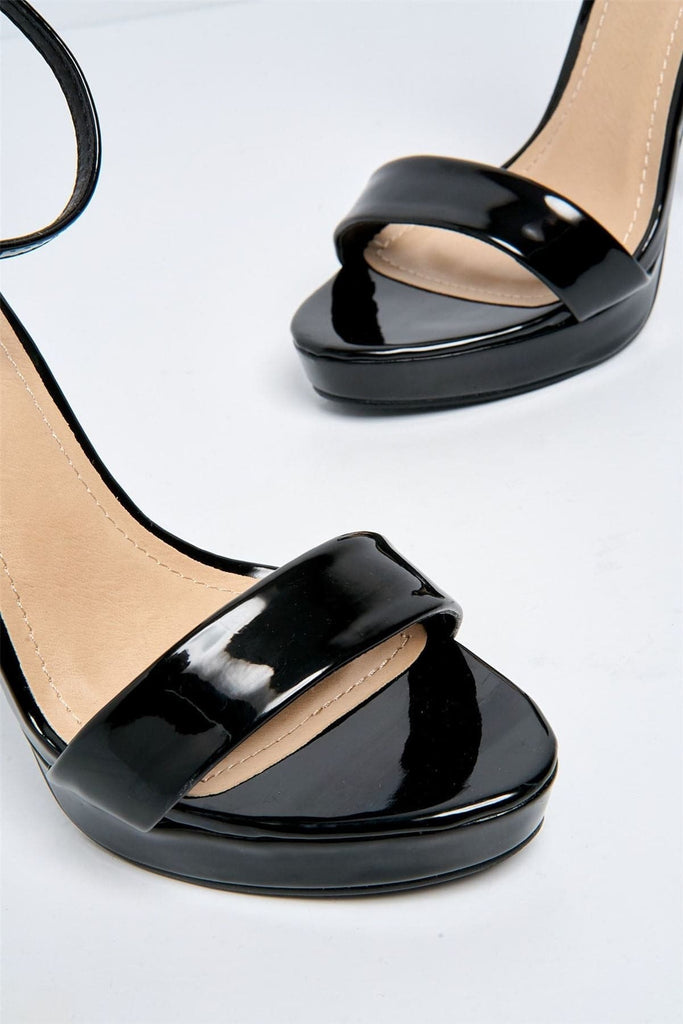 Ella Barely There Platform Sandal in Black Patent Heels Miss Diva 
