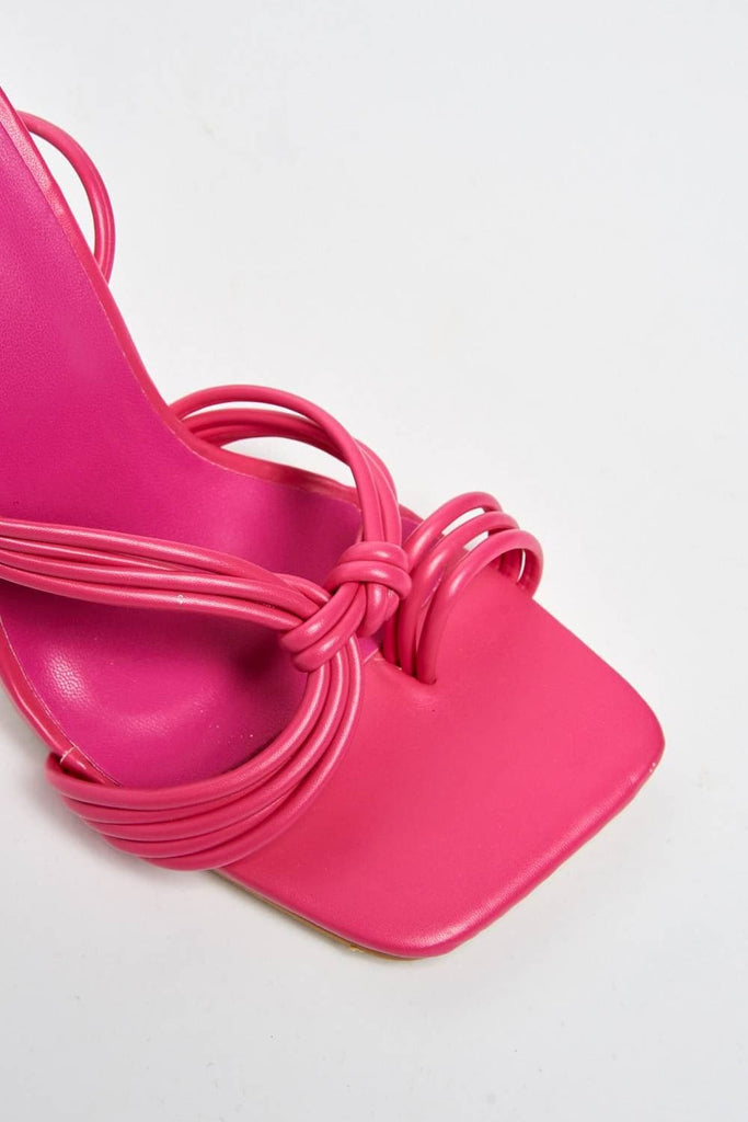 Evora Toe Ring Lace-up Strappy Sandal in Fuchsia Heels Miss Diva 