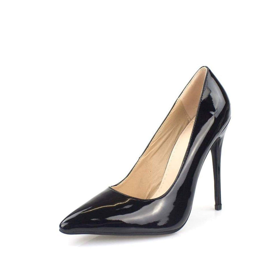 Mila High Stiletto Heel Court Shoe In Black Patent Heels Miss Diva 