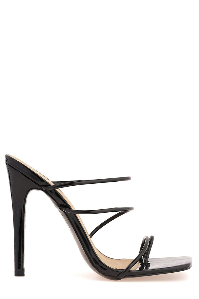 Miracles Toe Ring Strappy Mule in Black Heels Miss Diva 