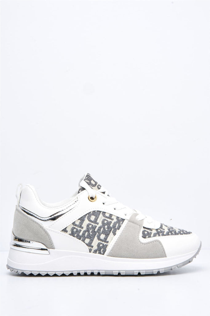 Mi Amor D-Logo Lace Up Trainer in Grey Trainers Miss Diva 