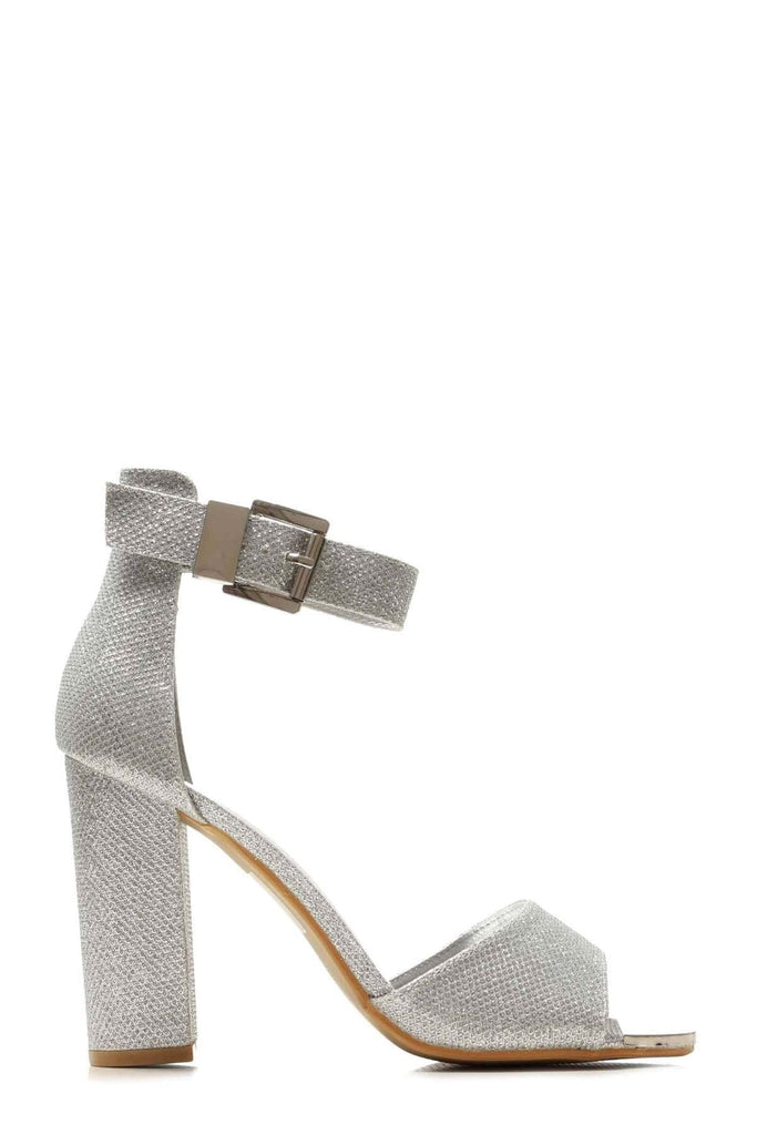 Jessy Anklestrap Blockheel Sandal in Silver Heels Miss Diva 