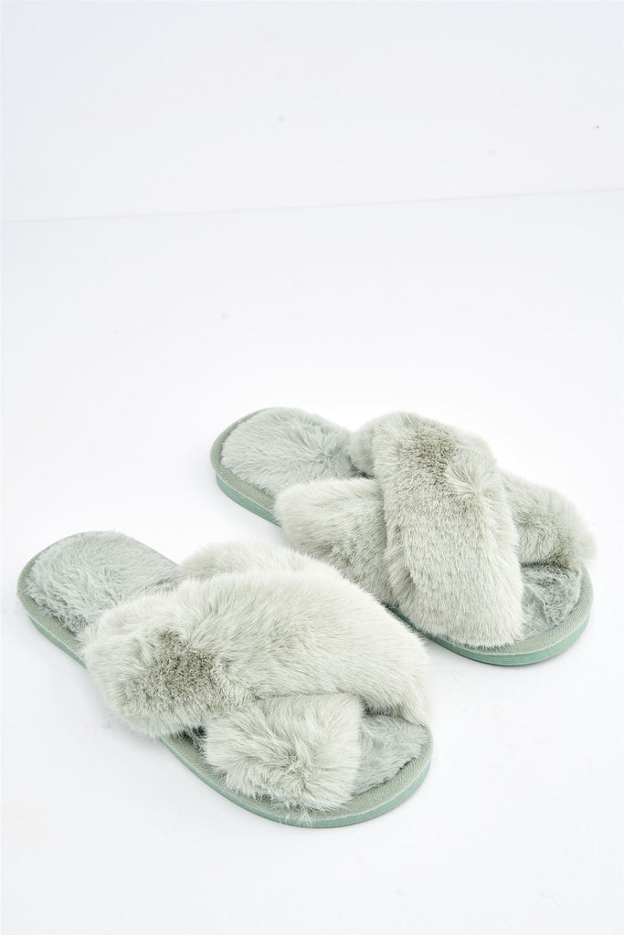 Zhuzh Fluffy Knot Slider in Mint Flats Miss Diva 