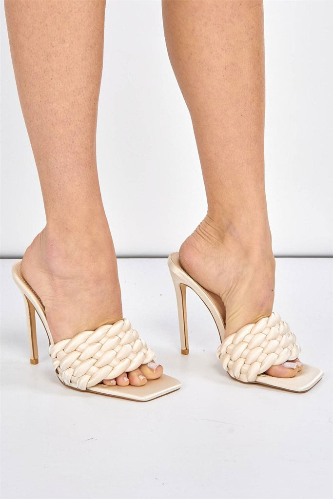 Lucca Plaited Band Square-toe Mule in Nude Heels Miss Diva 