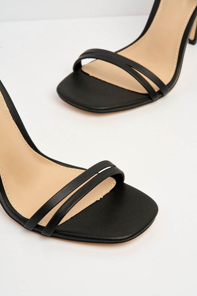 McKenna 2 Strap Crossover Heeled Sandal in Black Heels Miss Diva 