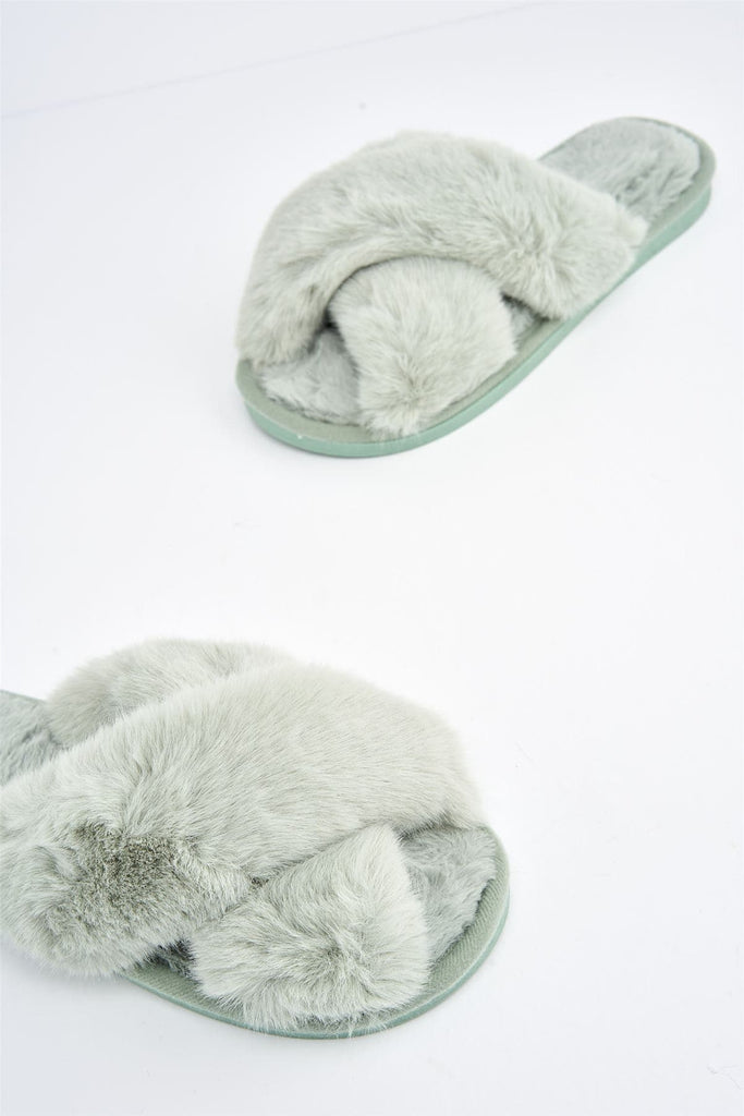 Zhuzh Fluffy Knot Slider in Mint Flats Miss Diva 