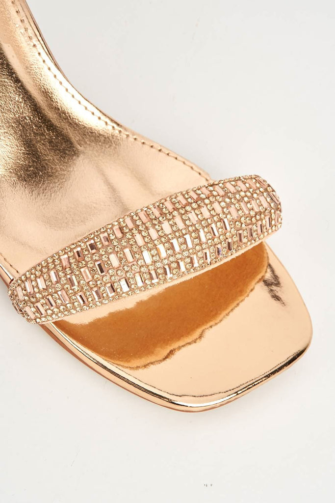 Juvel Perspex Block Heel Ankle Strap Sandal in Champagne Heels Miss Diva 