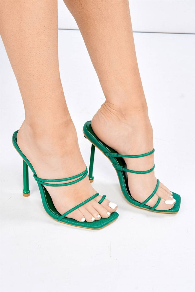 Vigo Strappy Mule in Green Lizard Heels Miss Diva 