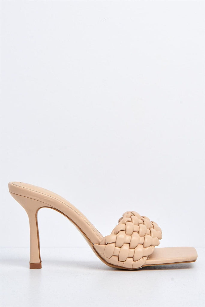 Chantelle Plaited Band Heeled Mule in Nude Heels Miss Diva 
