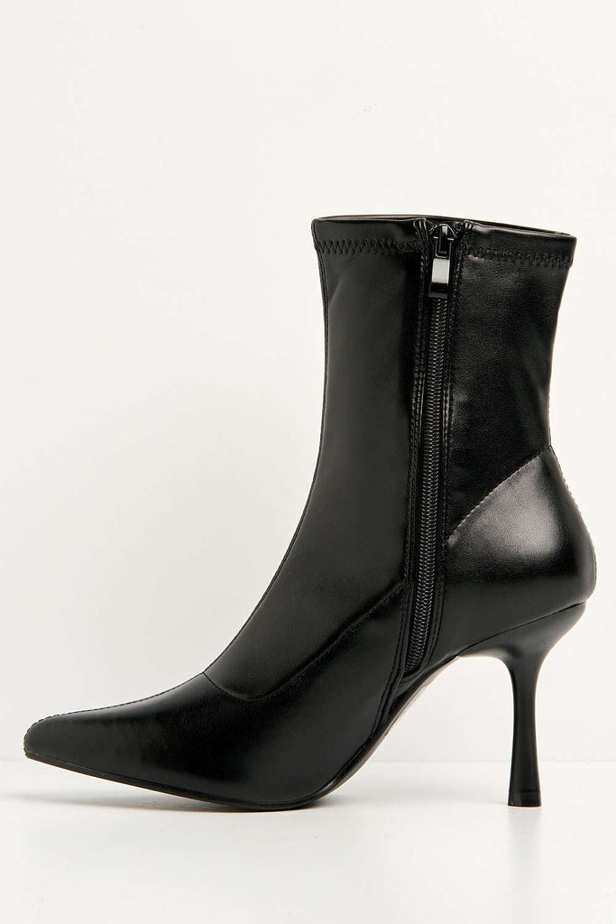 Aayat Pointed Toe Heeled Boots in Black Boots Miss Diva 